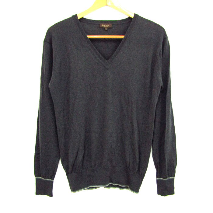 ポールスミス ニット セーター 長袖 ウール100% ブランド トップス 日本製 レディース Lサイズ グレー Paul Smith 【中古】