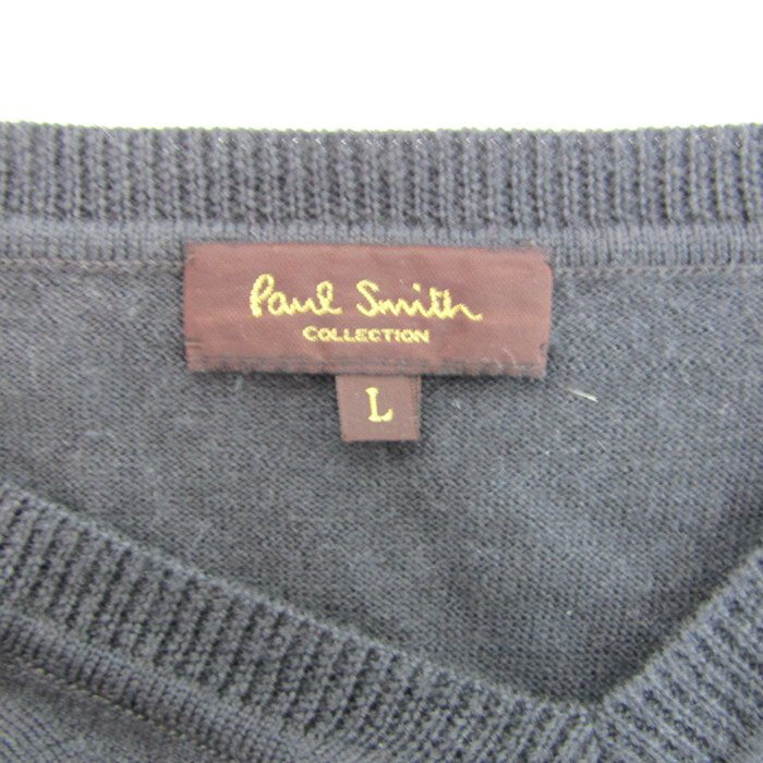 ポールスミス ニット セーター 長袖 ウール100% ブランド トップス 日本製 レディース Lサイズ グレー Paul Smith 【中古】