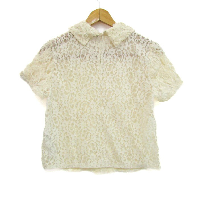 ザラ ブラウス シャツ 半袖 レース ブランド トップス レディース Mサイズ ベージュ系 ZARA 【中古】