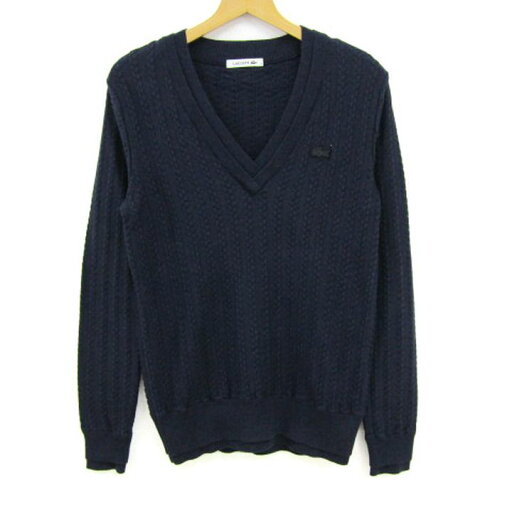 ラコステ セーター 長袖 Vネック トップス レディース 38サイズ ネイビー LACOSTE 【中古】 ラコステ セーター 長袖 Vネック トップス レディース 38サイズ ネイビー LACOSTE 【中古】