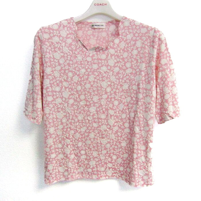 フィナンシェ 半袖シャツ 花柄 トップス レディース M-Lサイズ ピンク系 FINANCIER 【中古】