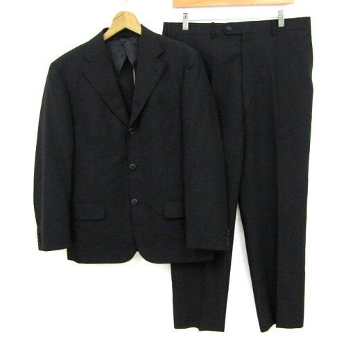 スーツセレクト21 スーツ セットアップ 上下セット ウール混 ストライプ柄 メンズ AB5サイズ ブラック SUIT SELECT21 【中古】 スーツセレクト21 スーツ セットアップ 上下セット ウール混 ストライプ柄 メンズ AB5サイズ ブラック SUIT SELECT21 【中古】