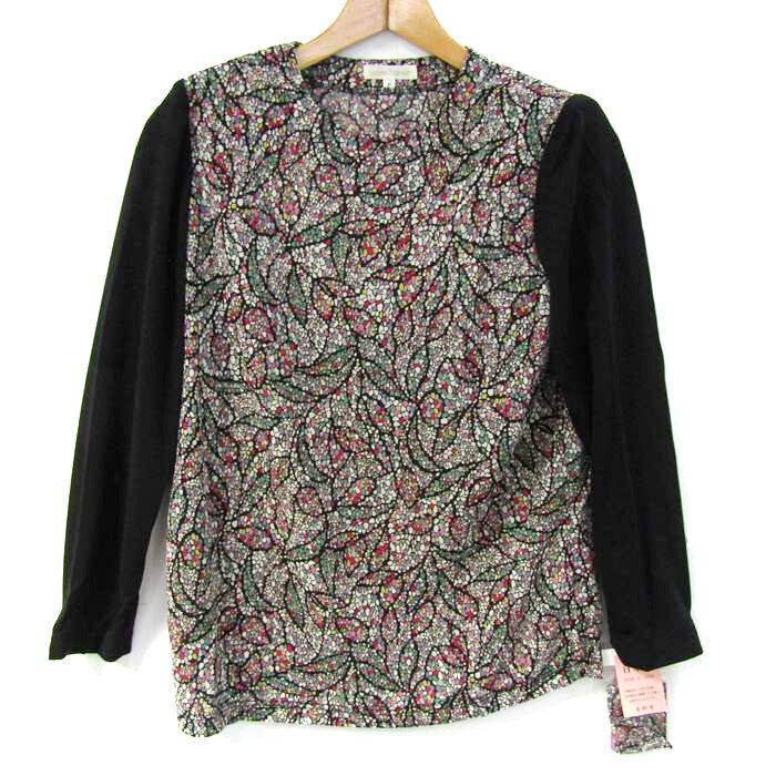 Long-Sleeved - コトリ カットソー シャツ トップス 長袖 日本製 未使用品 レディース Fサイズ 黒×ピンク 古都里 【中古】