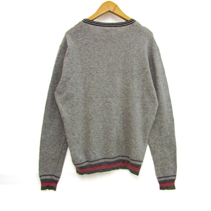 ディーゼル ニット トップス 長袖 クルーネック セーター 大きいサイズ メンズ XLサイズ グレー DIESEL 【中古】