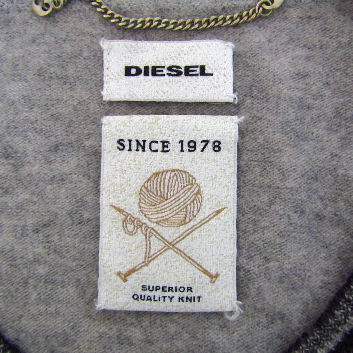 ディーゼル ニット トップス 長袖 クルーネック セーター 大きいサイズ メンズ XLサイズ グレー DIESEL 【中古】