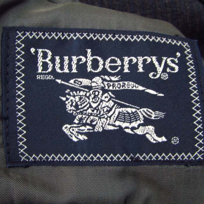 バーバリーズ スーツ セットアップ ウール混 ブランド 上下セット 記名有 メンズ 94-82-175 A6サイズ ダークグレー×青 Burberrys 【中古】
