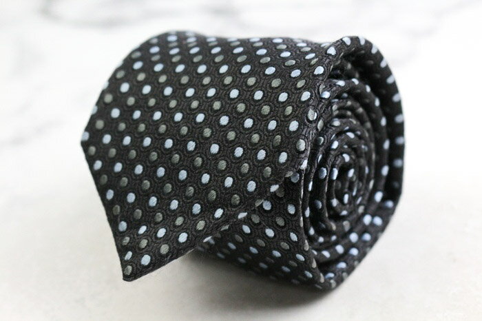 ヒルトン ブランド ネクタイ ドット 小紋柄 シルク イタリア製 PO メンズ グレー HILTON 【中古】