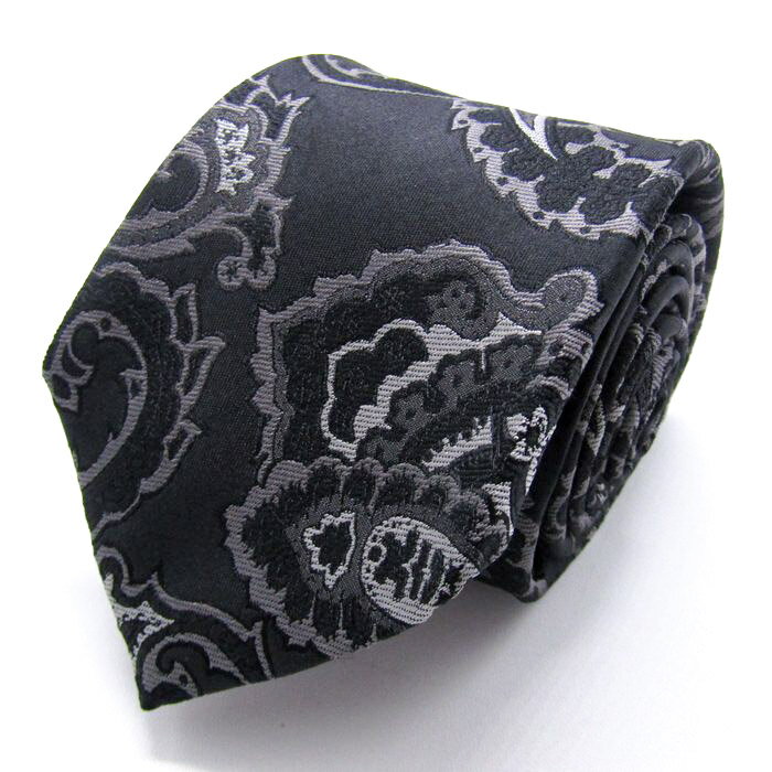メイル&コー ブランド ネクタイ シルク ペイズリー柄 PO メンズ ブラック MALE & Co 【中古】