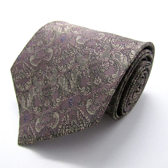 レノマ ブランド ネクタイ シルク ボタニカル柄 総柄 ペイズリー柄 PO メンズ グレー renoma 【中古】