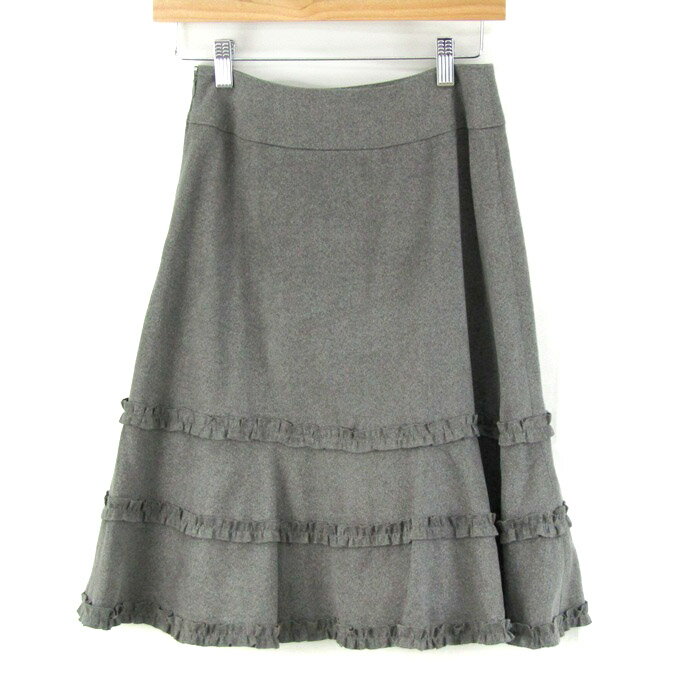 フランコフェラーロ ティアードスカート ボトムス フレア 日本製 レディース 1サイズ グレー FRANCO FERRARO 【中古】