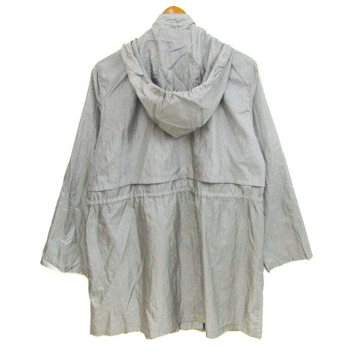 レリアン ナイロンジャケット アウター ストライプ柄 大きいサイズ レディース 13+サイズ グレー Leilian 【中古】