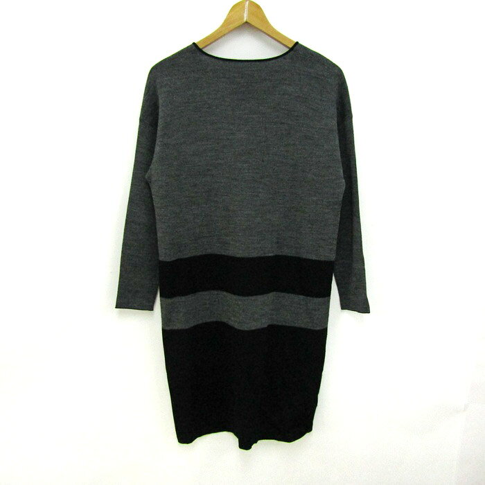 【39％OFFクーポン配布中 9/19 20:00〜09/24 01:59】ジユウク ニットワンピース トップス 長袖 Vネック オンワード樫山 レディース 38サイズ グレー×黒 自由区 【中古】 thumbs-up-13042540 Thumbs-up サンプル画像2