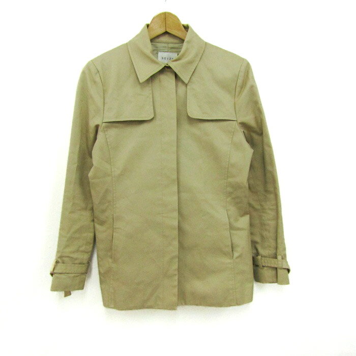シーズ トレンチコート アウター ショートトレンチ ベルト付き レディース 3サイズ ベージュ SEIZE 【中古】