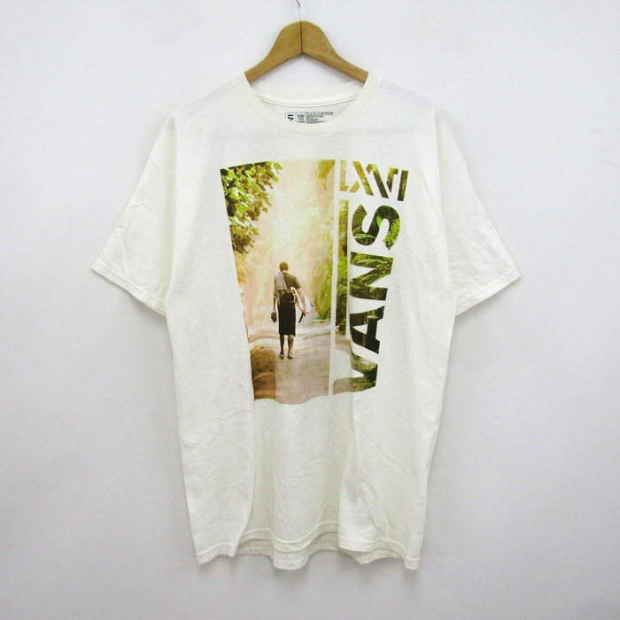 Rakuten - バンズ 半袖Tシャツ コットン100% フォトプリントT トップス 白 メンズ Lサイズ ホワイト VANS 【中古】