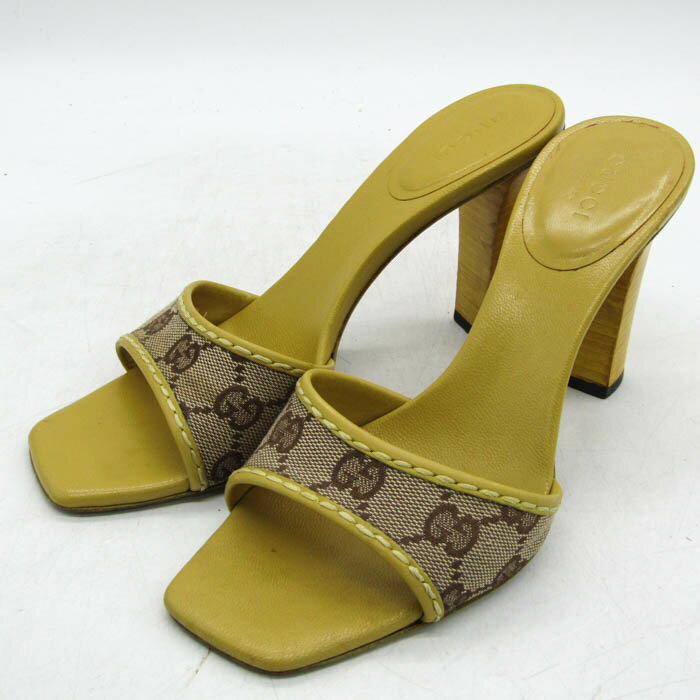 大きいサイズ 美品 GUCCI グッチ キャンバス GG サンダル ヒール 大きいサイズ 美品 GUCCI グッチ キャンバス GG サンダル ヒール