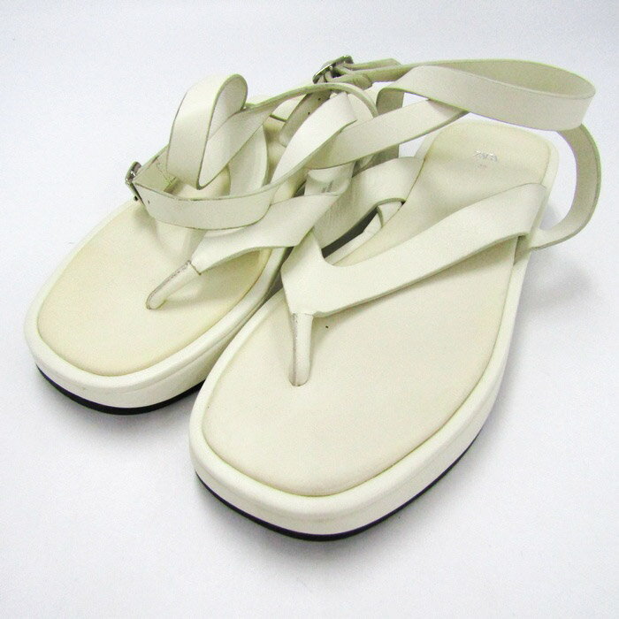 【楽天スーパーSALE 50％OFF 9月4日20:00〜9月11日01:59まで】ザラ トングサンダル ベルトストラップ 厚底 靴 白 レディース 39サイズ ホワイト系 ZARA 【中古】