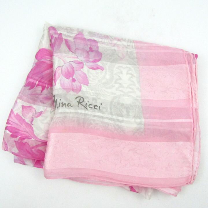 ニナリッチ スカーフ 花柄 ブランド 小物 レディース ホワイト×ピンク NINA RICCI 【中古】