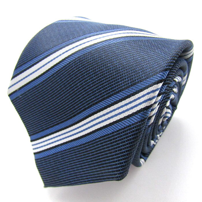 シンプルフレーズクラバット ブランド ネクタイ ストライプ柄 PO メンズ ネイビー SIMPLE PHRASE CRAVAT 【中古】