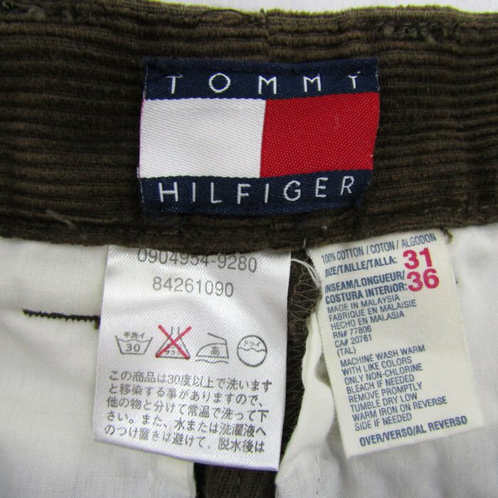 トミーヒルフィガー ワイドパンツ ボトムス コーデュロイ メンズ 31サイズ ブラウン TOMMY HILFIGER 【中古】
