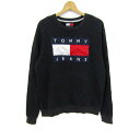 トミージーンズ スウェット トレーナー トップス ロゴ メンズ Mサイズ ブラック TOMMY JEANS 【中古】