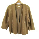 ミズレイコ ノーカラージャケット アウター 日本製 大きいサイズ レディース 13サイズ カーキ MS.REIKO 【中古】
