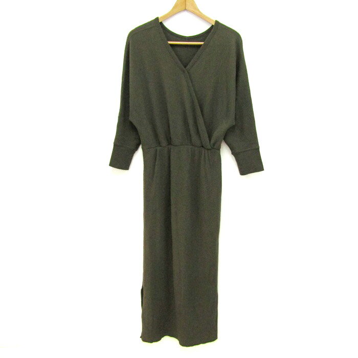 ミラオーウェン ワンピース 長袖 Vネック トップス レディース Oサイズ カーキ系 Mila Owen 【中古】 thumbs-up-13045759 Thumbs-up パッケージ画像