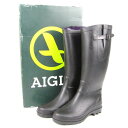 エーグル レインシューズ レインブーツ アウトドア ブランド 長靴 フランス製 黒 レディース 38サイズ ブラック AIGLE 【中古】