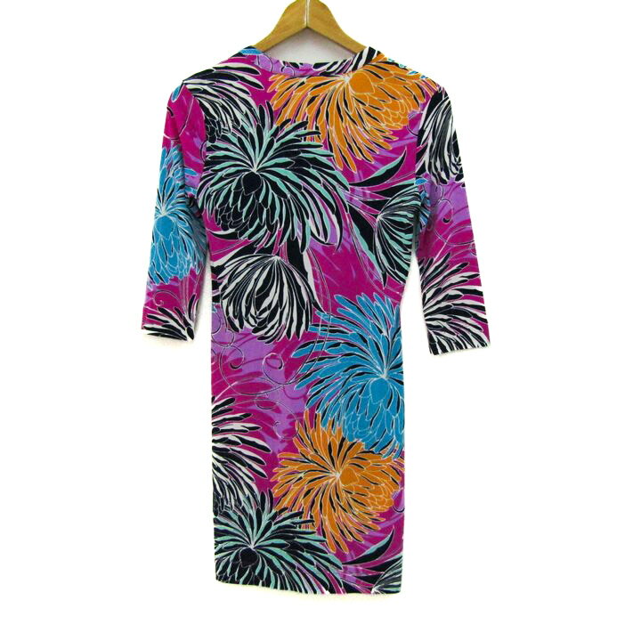 【全品39％OFFクーポン配布中】バナナリパブリック ワンピース トップス 長袖 花柄 レディース XSサイズ ピンク×紺×青 Banana Republic 【中古】