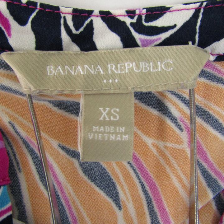 【全品39％OFFクーポン配布中】バナナリパブリック ワンピース トップス 長袖 花柄 レディース XSサイズ ピンク×紺×青 Banana Republic 【中古】