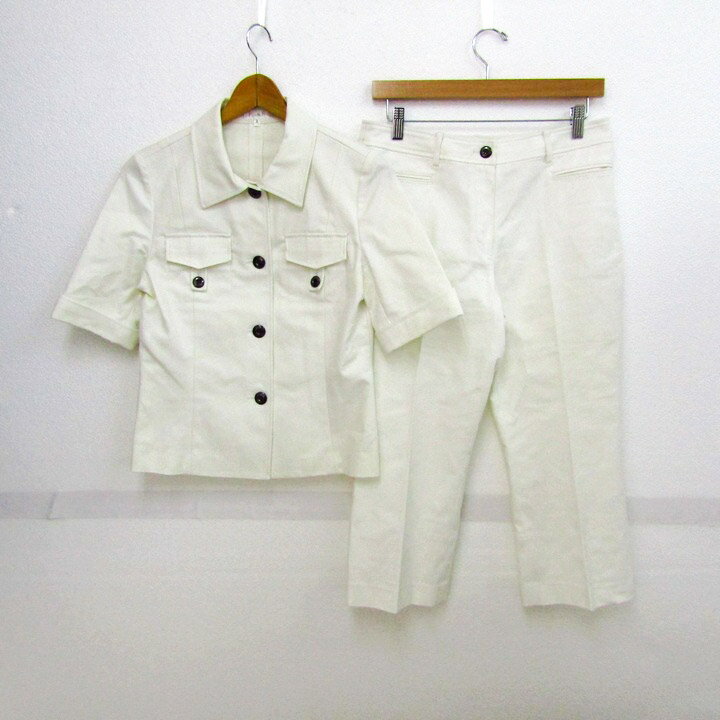 エポカ セットアップ 半袖シャツジャケット パンツ ブランド 上下セット 白 レディース 38/67サイズ ホ..
