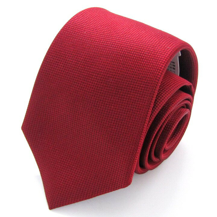 エコテックス ブランド ネクタイ 格子柄 無地 シルク 未使用タグ付 PO メンズ レッド OEKO-TEX 【中古】(4)