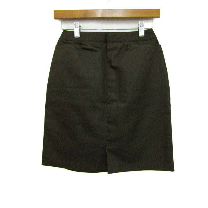 【全品39％OFFクーポン配布中】エル スカート ボトムス コットンストレッチ レディース 38サイズ オリーブ ELLE 【中古】