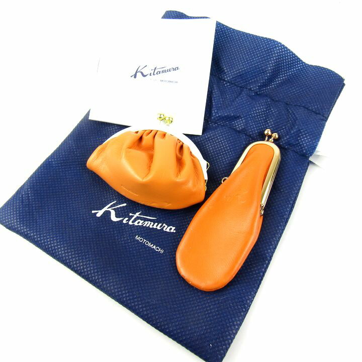 キタムラ コインケース・印鑑ケース 2点セット レザー がま口 ブランド まとめて レディース Kitamura 【中古】