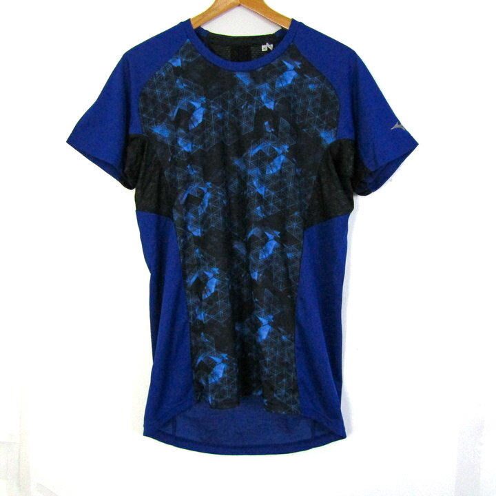 ミズノ 半袖Tシャツ スポーツウエア トレーニングウエア ストレッチ トップス 大きいサイズ メンズ XLサイズ ブルー系 Mizuno 【中古】