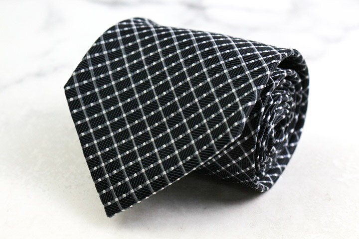 レノマ ブランド ネクタイ シルク 格子柄 ドット柄 未使用タグ付 PO メンズ ブラック renoma 【中古】