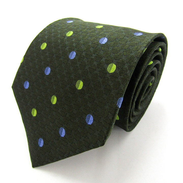 ミスタージュンコ ブランド ネクタイ シルク ドット柄 総柄 PO メンズ カーキ Mr.JUNKO 【中古】