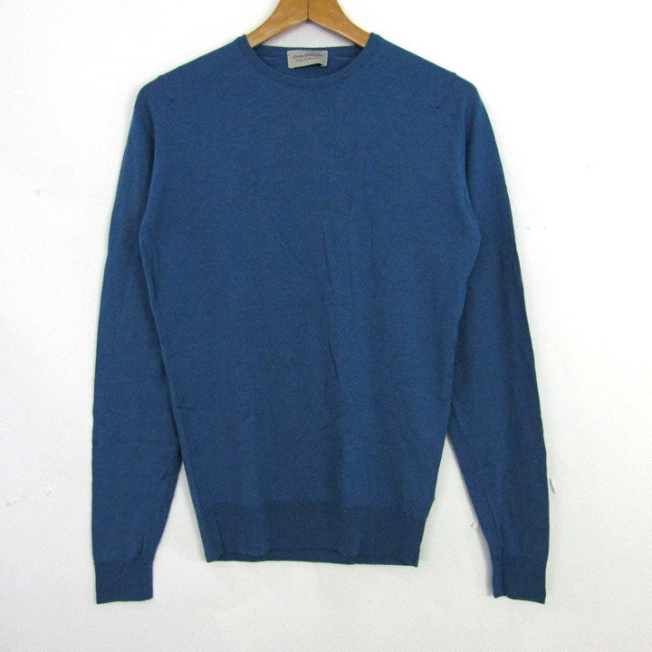 ジョンスメドレー ニット セーター 長袖 ウール100% ブランド トップス メンズ Sサイズ ブルー JOHN SMEDLEY 【中古】(4)