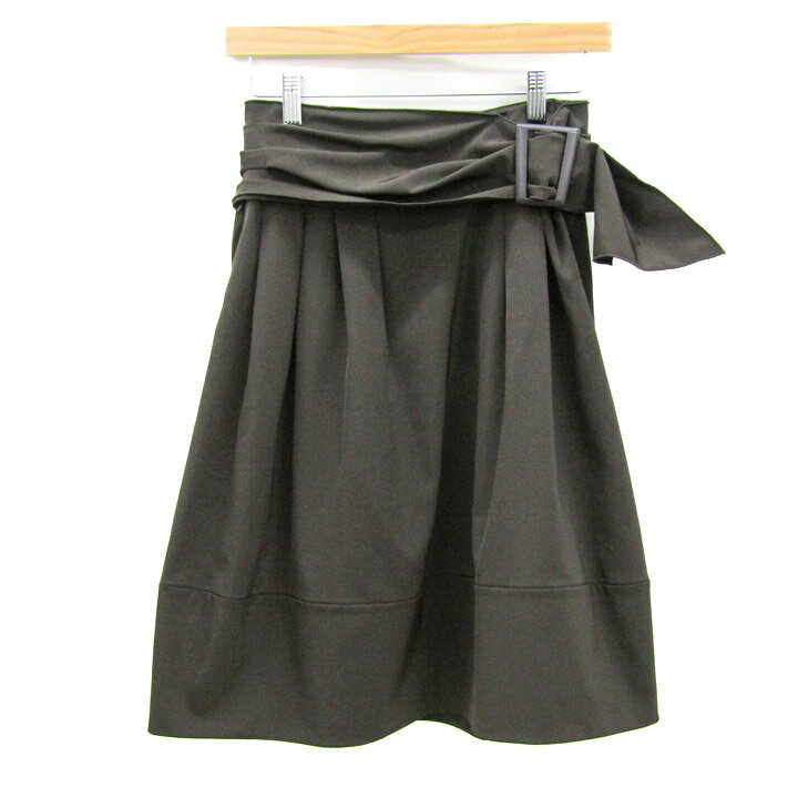 【楽天スーパーSALE 50％OFF 9月4日20:00〜9月11日01:59まで】フォクシーニューヨーク フレアスカート ベルト付き ボトムス レディース 38サイズ ブラウン FOXEY NEW YORK 【中古】