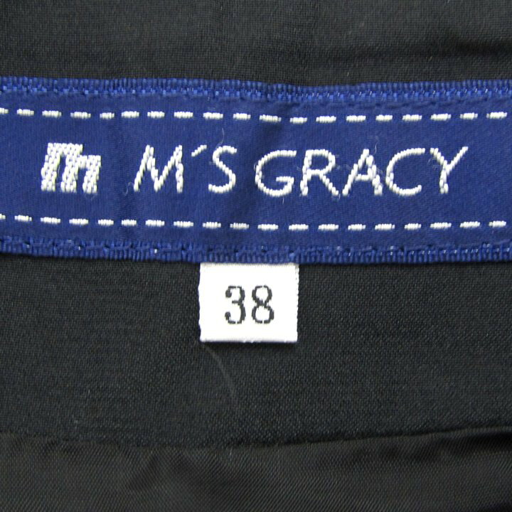 エムズグレイシー フレアスカート ブランド ボトムス日本製 黒 レディース 38サイズ ブラック×ネイビー M'S GRACY 【中古】