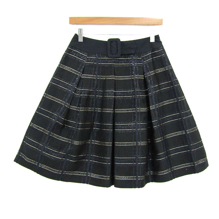【全品39％OFFクーポン配布中】エムズグレイシー プリーツフレアスカート ブランド ボトムス 黒 レディース 38サイズ ブラック M'S GRACY 【中古】