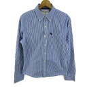アバクロンビー&フィッチ 長袖シャツ トップス ストライプ柄 ボタンダウン レディース Sサイズ 青×白 Abercrombie & Fitch 【中古】(4)