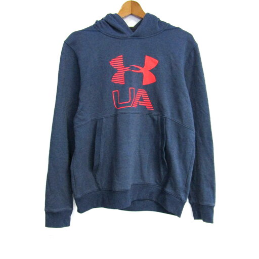 アンダーアーマー パーカー トップス コールドギア 裏起毛 スポーツウエア メンズ LGサイズ 青×蛍光オレンジ UNDER ARMOUR 【中古】 アンダーアーマー パーカー トップス コールドギア 裏起毛 スポーツウエア メンズ LGサイズ 青×蛍光オレンジ UNDER ARMOUR 【中古】