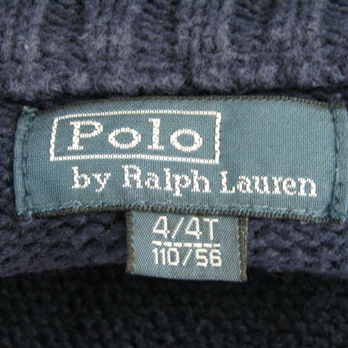 【全品39％OFFクーポン 1/24 20:00〜1/29 01:59まで】ポロバイラルフローレン ニット 長袖 ハーフジップ トップス キッズ 男の子用 4/4Tサイズ ネイビー×レッド Polo by Ralph Lauren 【中古】