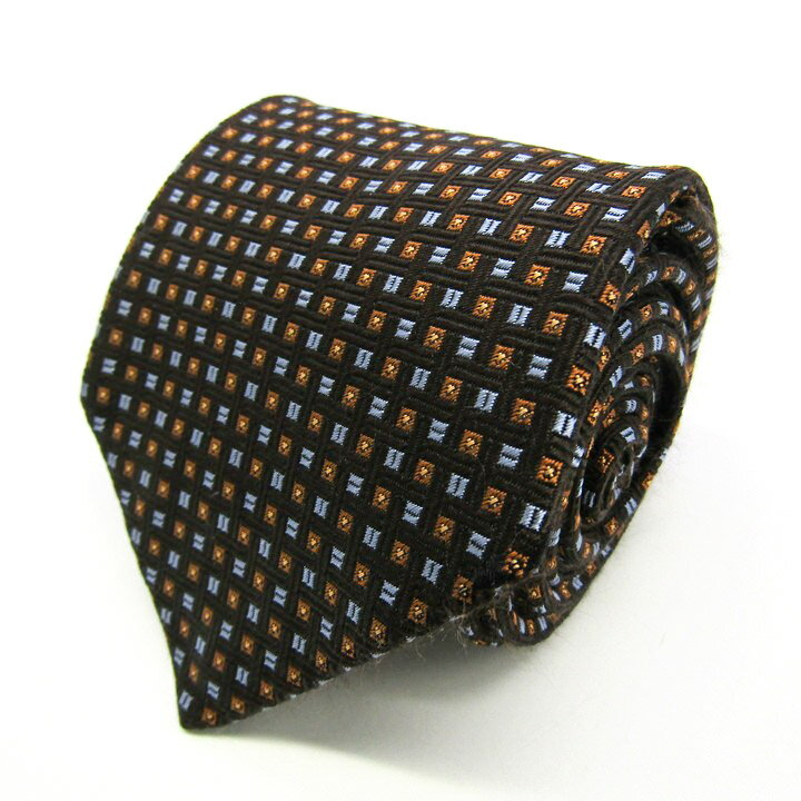 ユミ カツラ ブランド ネクタイ チェック柄 ドット 格子柄 スクエア柄 シルク 日本製 PO メンズ ブラウ..