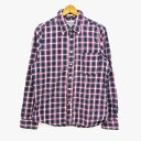 アバクロンビー&フィッチ 長袖シャツ トップス チェック柄 ボタンダウン メンズ Lサイズ 紺×赤×白 Abercrombie & Fitch 【中古】