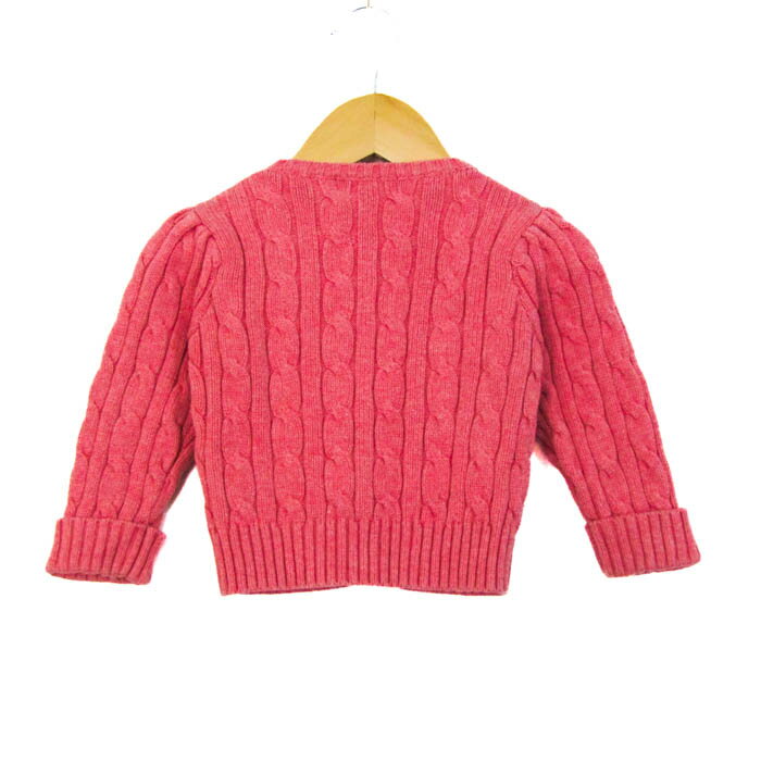 ラルフローレン カーディガン トップス 長袖 ケーブルニット ベビー 女の子用 80サイズ ピンク RALPH LAUREN 【中古】