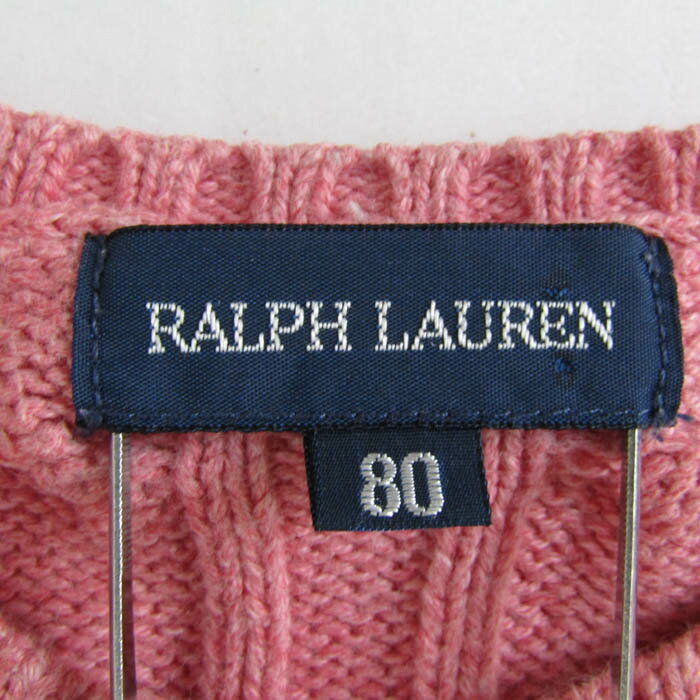ラルフローレン カーディガン トップス 長袖 ケーブルニット ベビー 女の子用 80サイズ ピンク RALPH LAUREN 【中古】