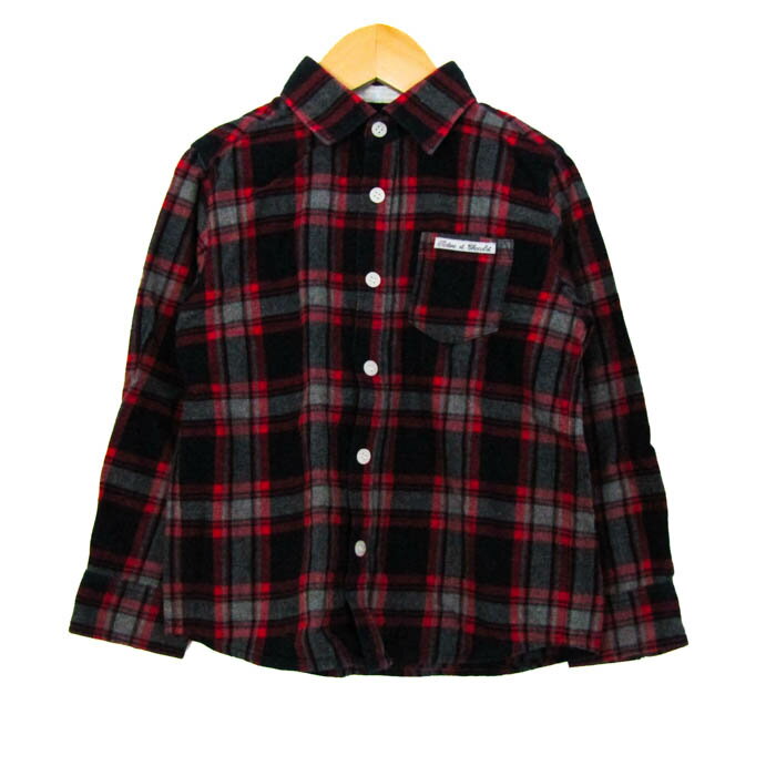 タルティーヌエショコラ 長袖シャツ トップス ネルシャツ チェック柄 キッズ 男の子用 120サイズ 赤×紺 Tartine et Chocolat 【中古】