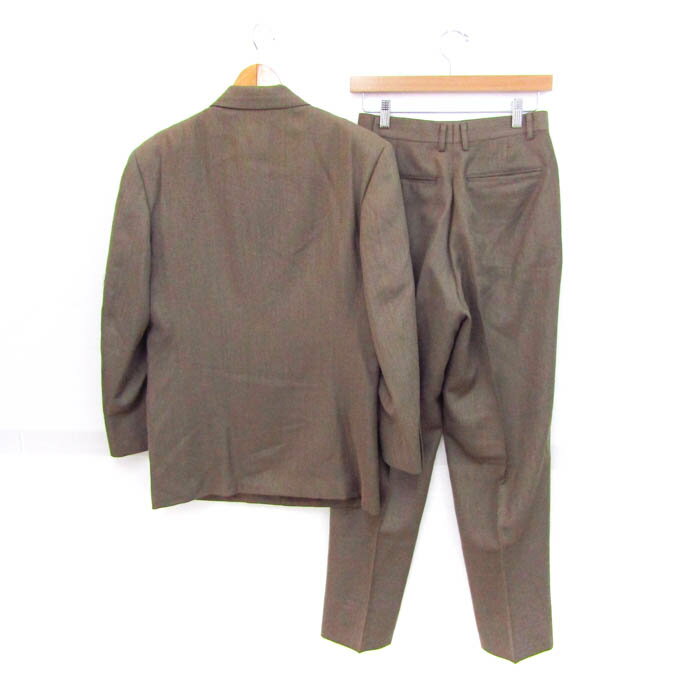 【全品39％OFFクーポン配布中】ファラゴ スーツ セットアップ ウール混 ブランド 上下セット 日本製 メンズ 88-72-165サイズ ブラウン FARAGO 【中古】