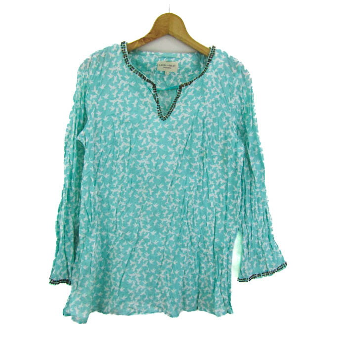 ローラアシュレイ チュニック シャツ トップス キーネック ウィークエンド レディース 13サイズ ミント..